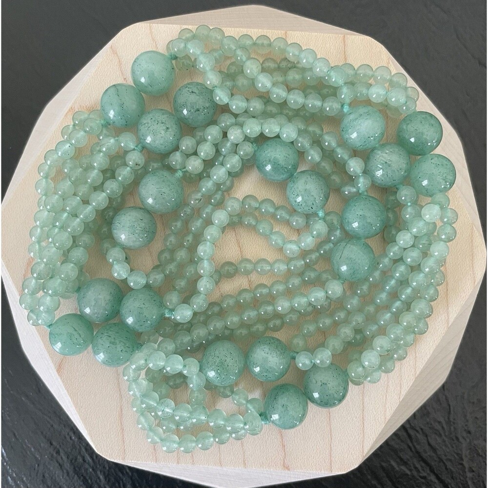 Green Gemstone Round Bead Necklace For Women Jewelry - Picture 2 of 5